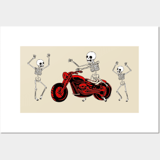 Biker Skeletons Posters and Art